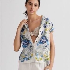 Anthropologie Floral Button-Up Blouse